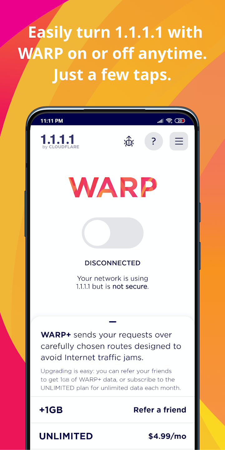  تطبيق 1.1.1.1 + WARP