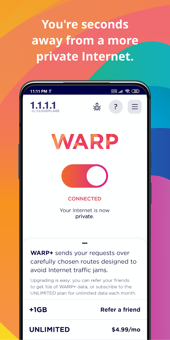  تطبيق 1.1.1.1 + WARP